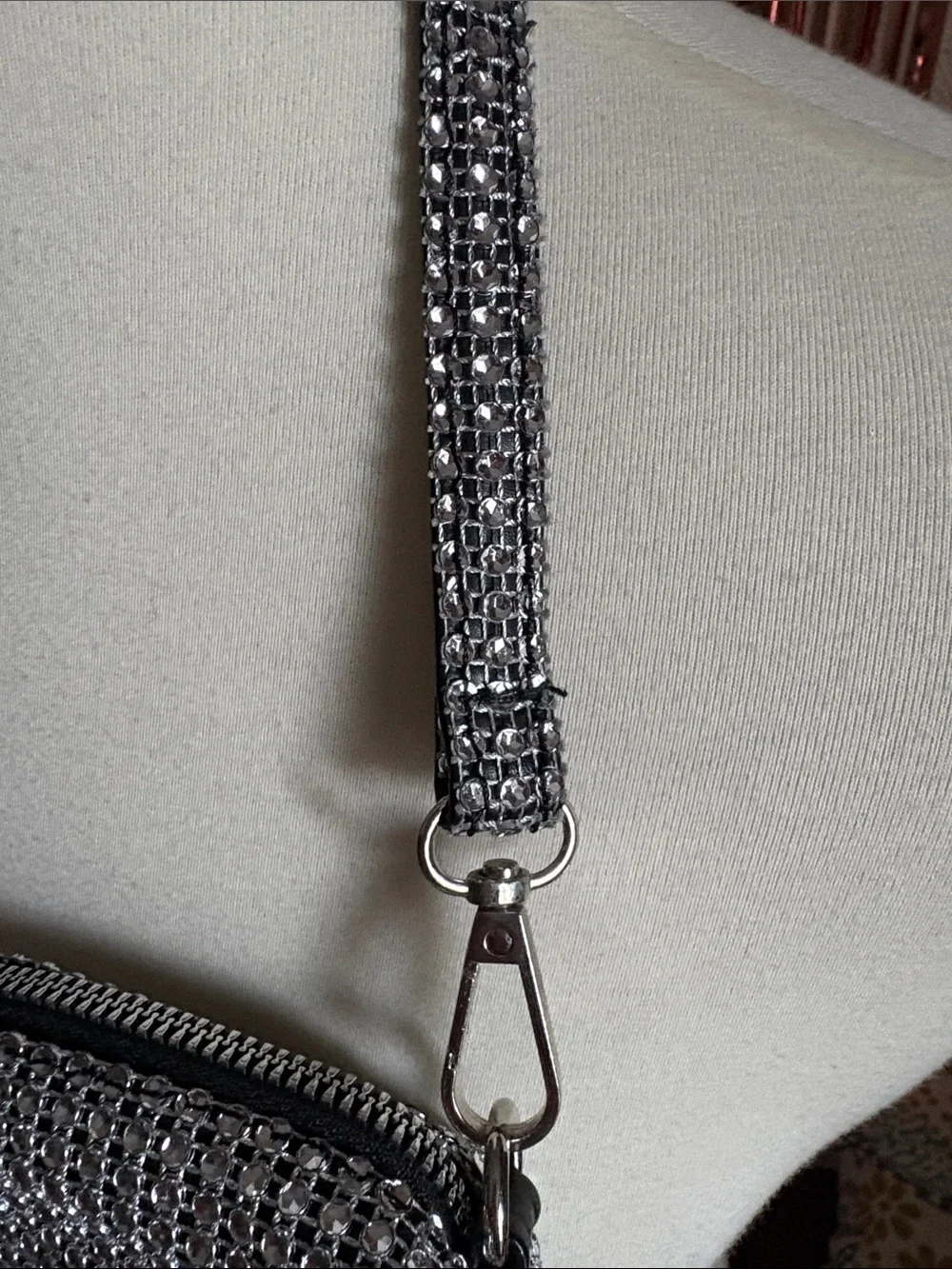 Silver Crystal Rhinestone Shoulder Bag
